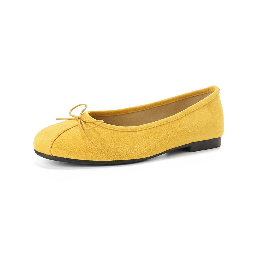 Damen elegante Ballerinas mit zartem Schleifenakzent und weichem Obermaterial Drune
