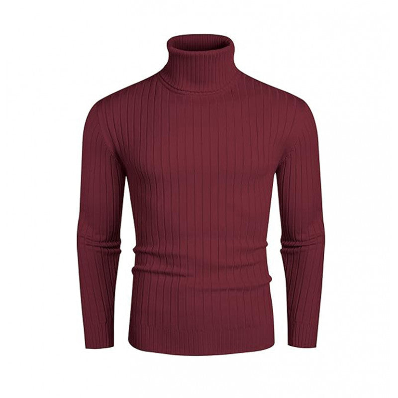 Herren nan gerippter Feinstrick-Rollkragenpullover Slim Fit Drune