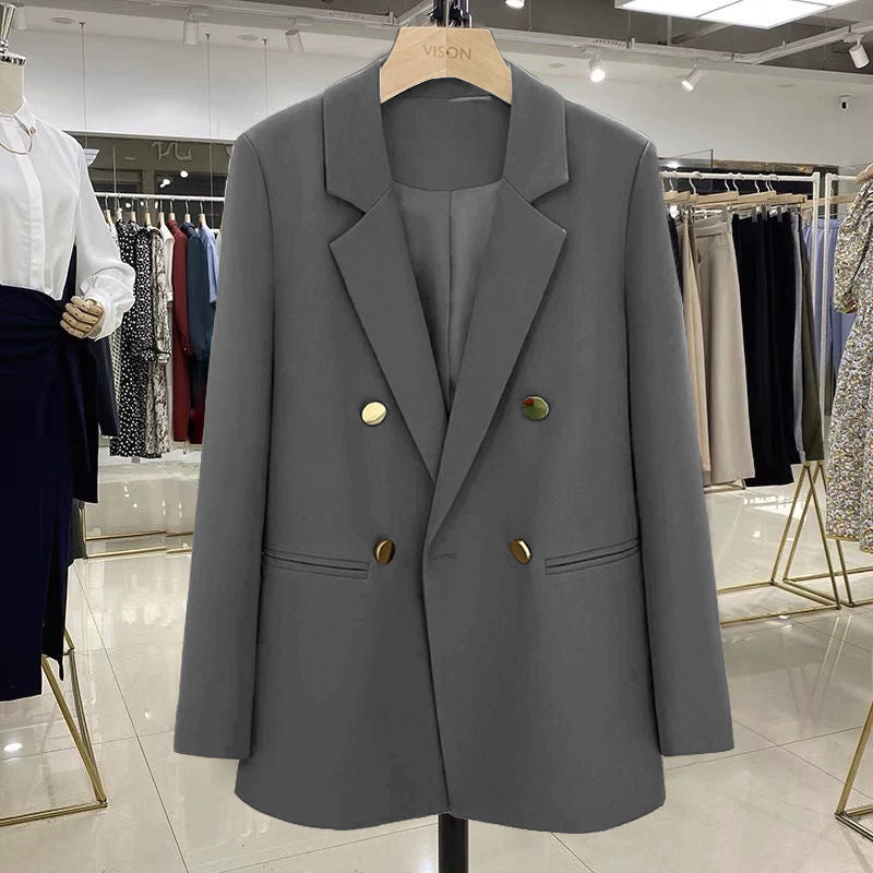 Damen Modischer Doppelreiher Blazer Drune