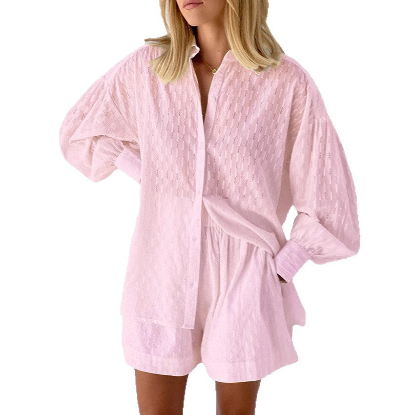Damen lässige Bluse mit strukturiertem Gewebedesign Drune