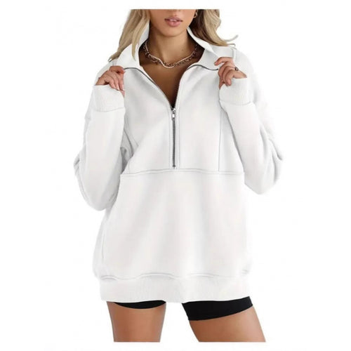 Damen Sweatshirt mit halbem Reißverschluss und oversized Schnitt Drune