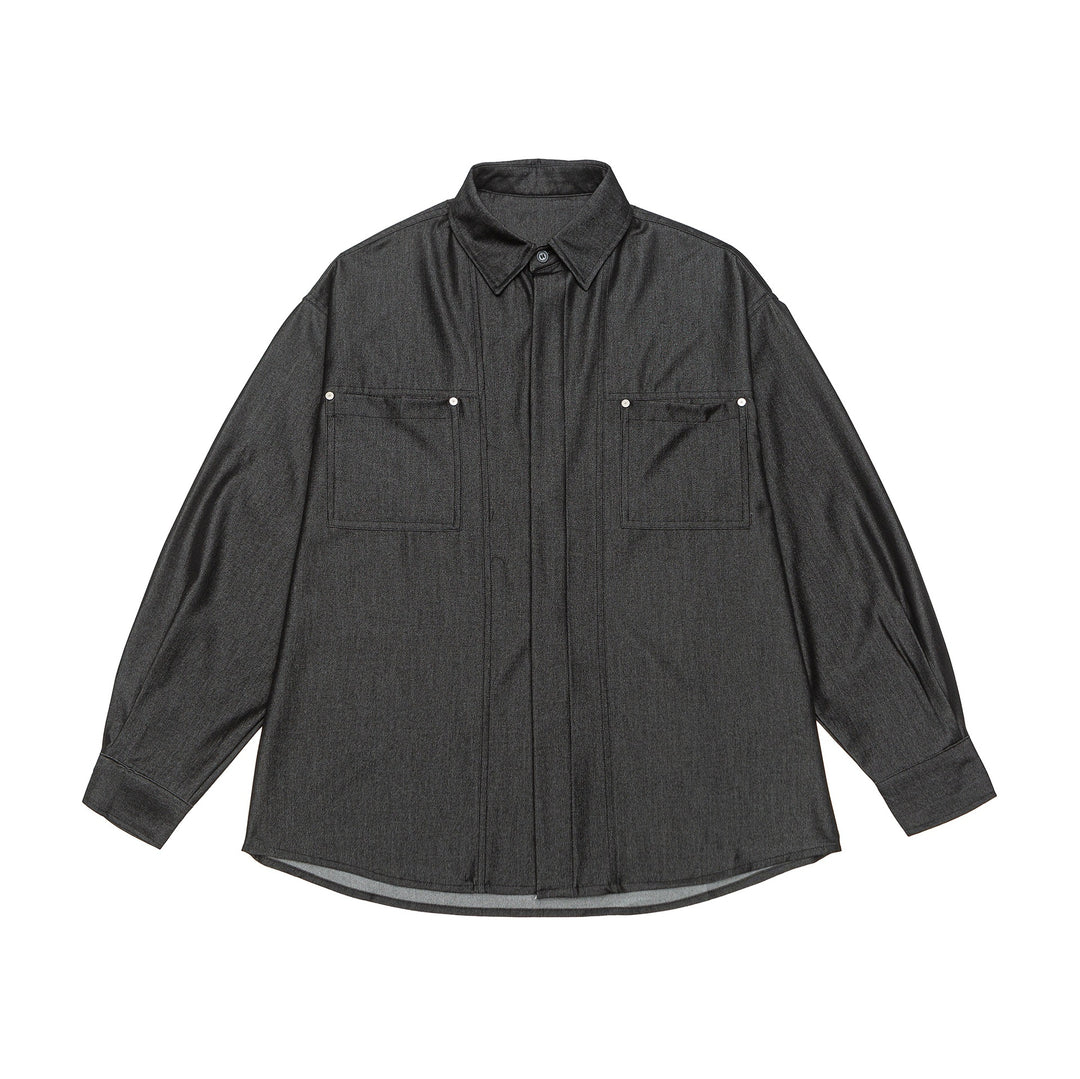 Herren Overshirt aus schwerer Twill‑Qualität mit verdeckter Knopfleiste und Brusttaschen Drune