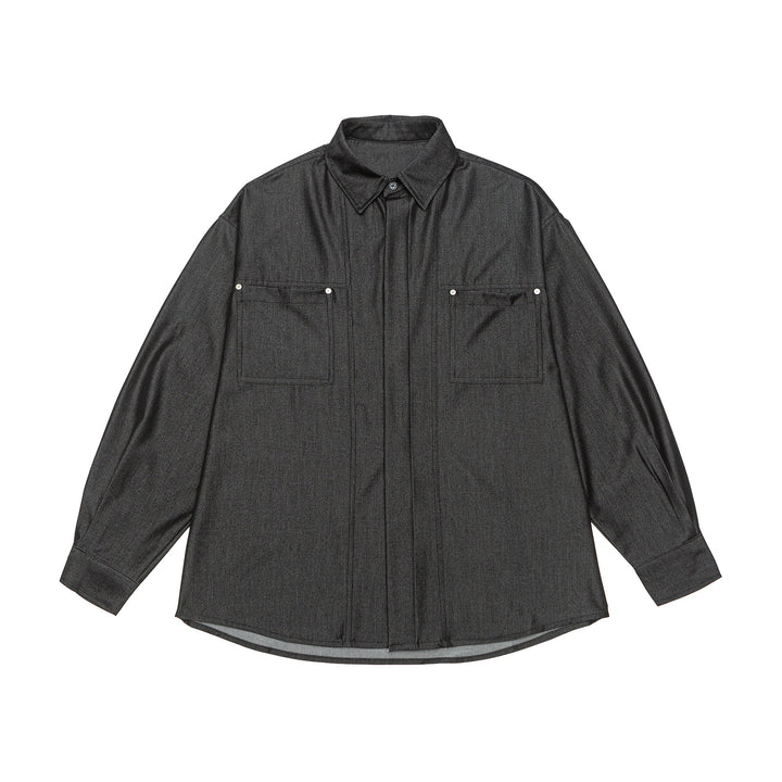 Herren Overshirt aus schwerer Twill‑Qualität mit verdeckter Knopfleiste und Brusttaschen Drune