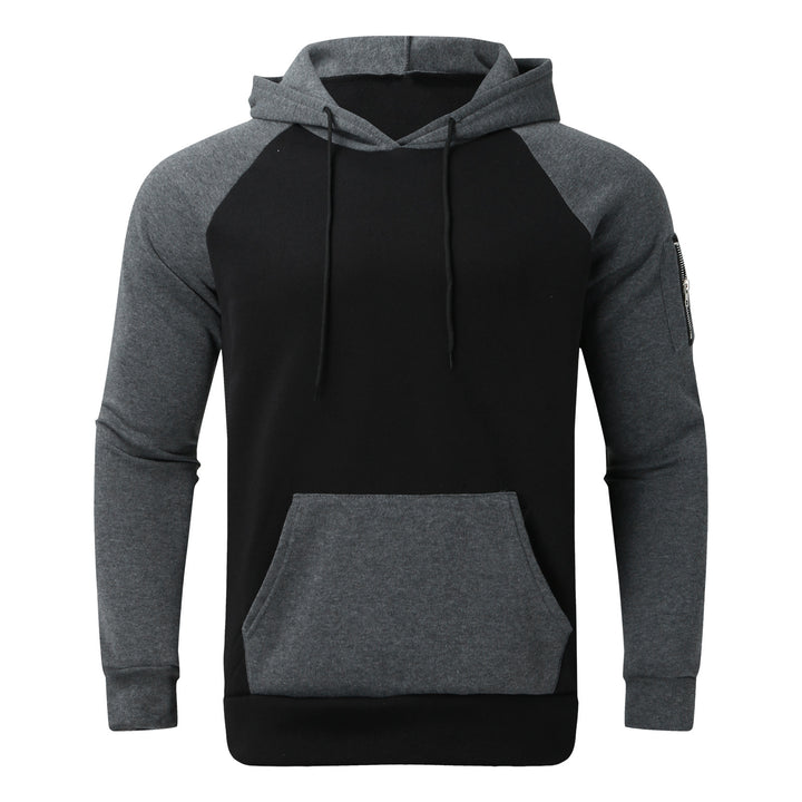 Herren nan Raglan-Kapuzenpullover aus Baumwollmix mit Kängurutasche, Ärmeltasche und Kapuzenkordel Drune