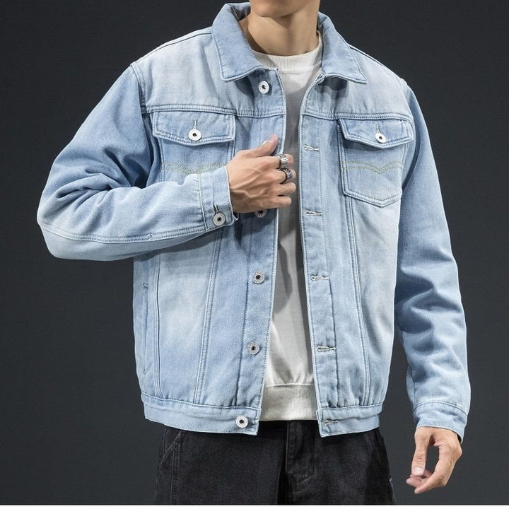 Herren Geschnittene Denimjacke mit Fleecefutter Drune