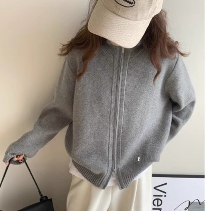 Damen Modische Strickjacke mit leichtem Reißverschluss Drune