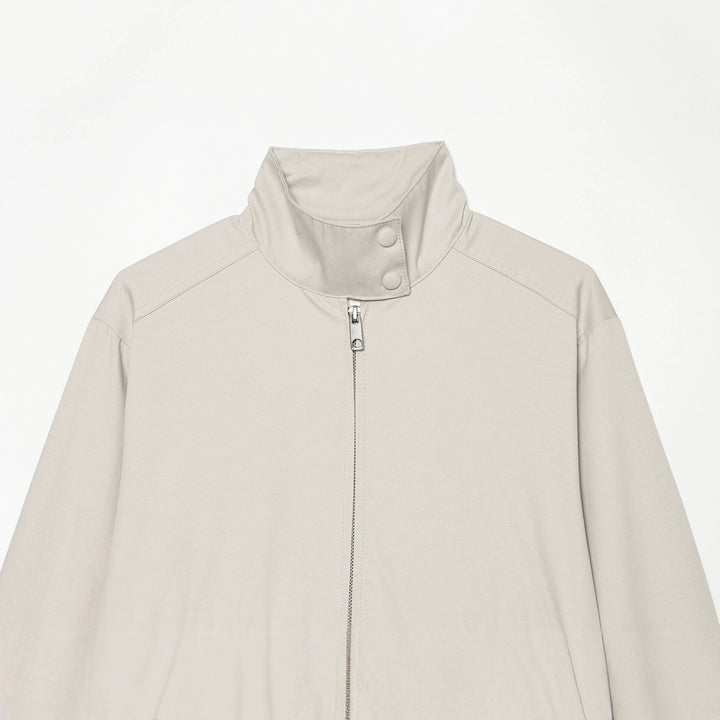 Damen nan kurz geschnittener Windbreaker mit Stehkragen Druckknopfblende und elastischem Saum Drune