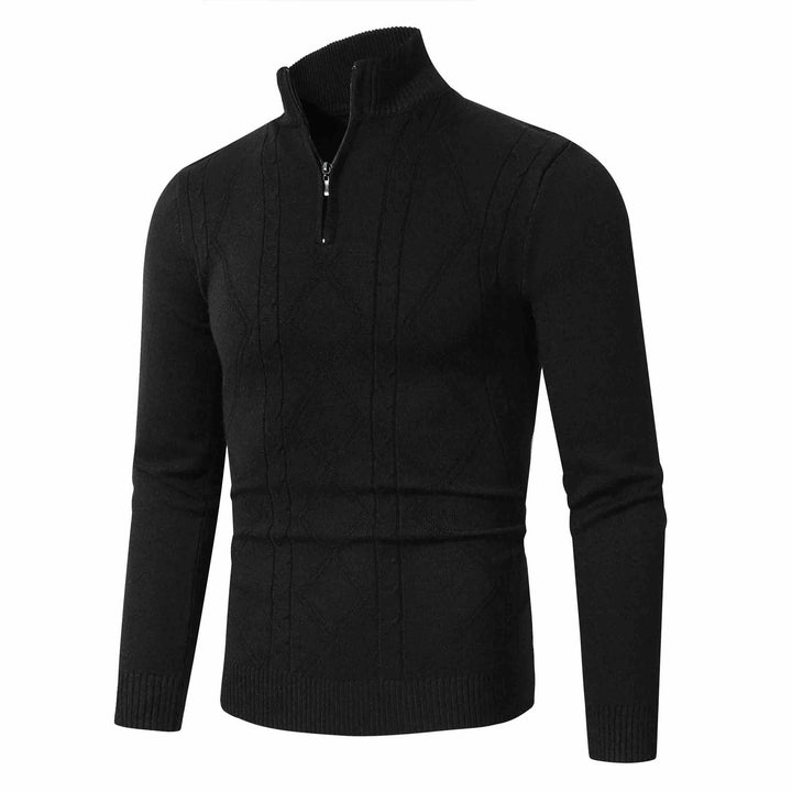 Herren Halbzip-Pullover aus Feinstrick mit geripptem Stehkragen Drune