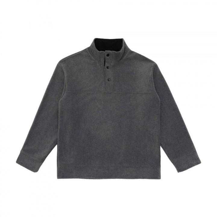 Unisex Henley-Fleecepullover mit kurzem Knopfverschluss, Stehkragen und Boxy‑Schnitt Drune