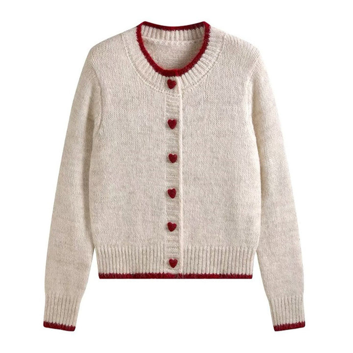 Damen kuschelige Strickjacke mit Herzknöpfen und raffinierter Ärmelgestaltung Drune
