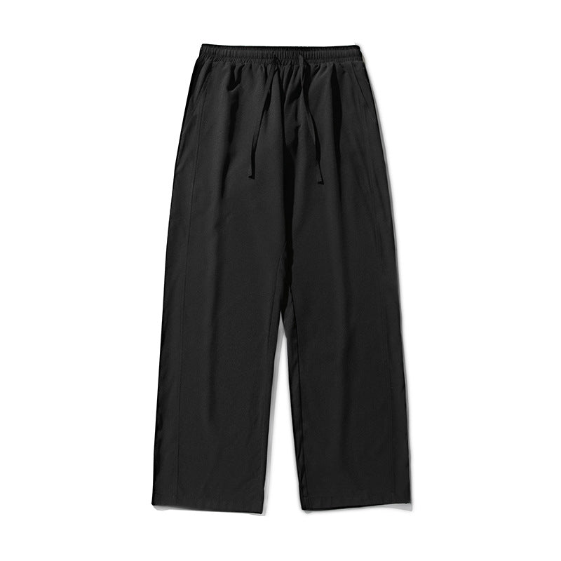 Unisex Locker geschnittene Palazzo‑Freizeithose aus leichtem Twill mit elastischem Bund und Kordelzug Drune