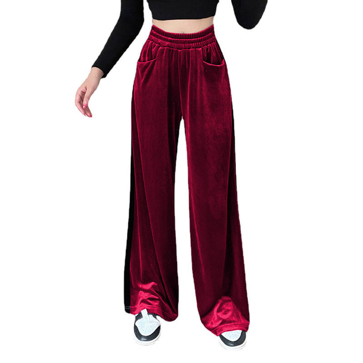 Damen Weitgeschnittene Velourhose mit elastischem Bund und praktischen Taschen Drune