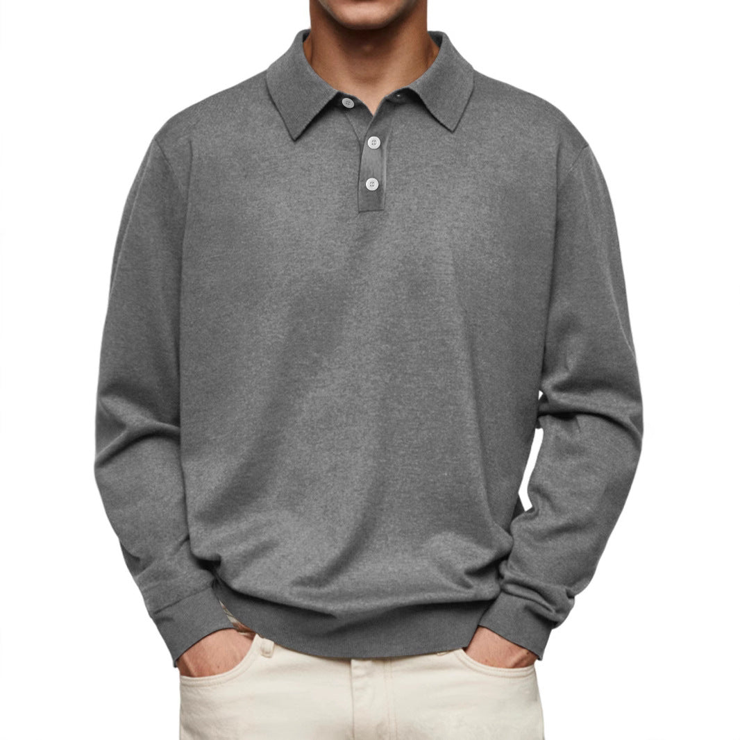 Drune | Poloshirt Relaxed Fit Lange Ärmel Weiches Strickmaterial Atmungsaktiver Stoff
