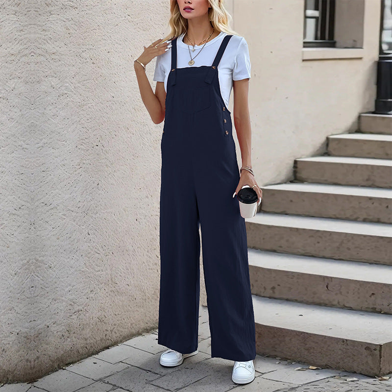 Damen Latzhose im relaxierten Palazzo-Stil mit praktischen Taschen und verstellbaren Trägern Drune
