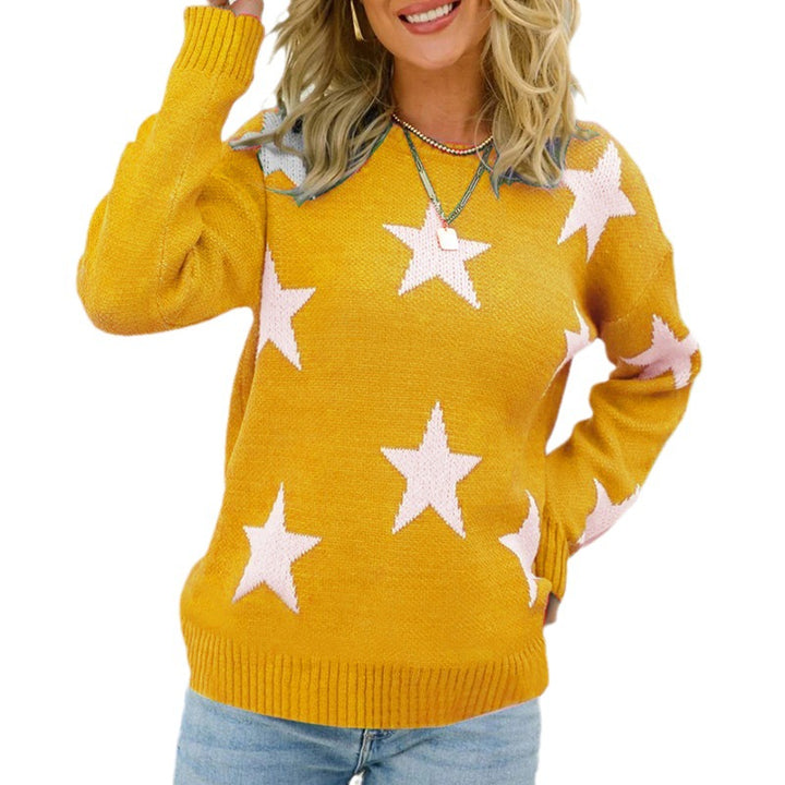 Damen Modischer Pullover mit Sternenmuster Drune