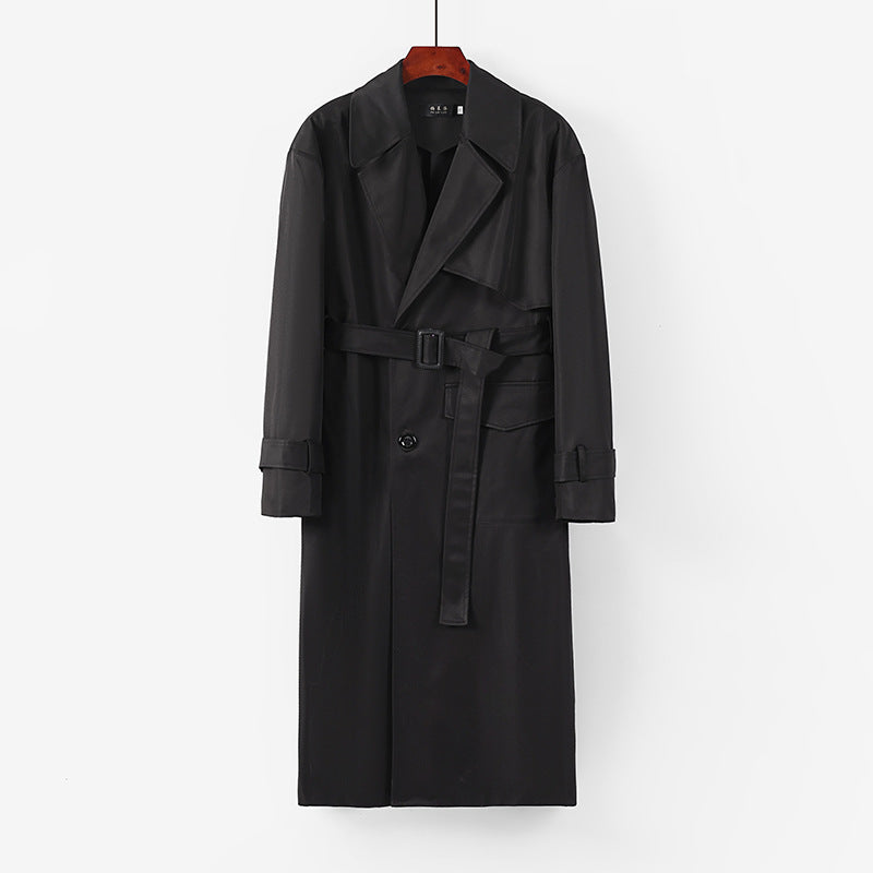 Damen Langer taillierter Trenchcoat mit Bindegürtel und weitem Schalkragen Drune
