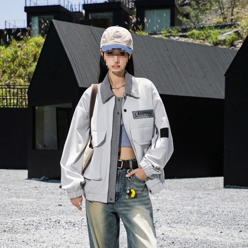 Damen Oversize Utility-Jacke mit Fleece‑Kragen & Multifunktions‑Taschen Drune