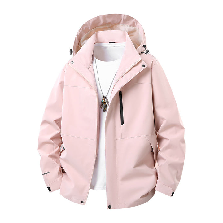 Herren Technische Softshell‑Regenjacke mit verschweißten Nähten, verstellbarer Kapuze und wasserabweisenden Reißverschlüssen Drune