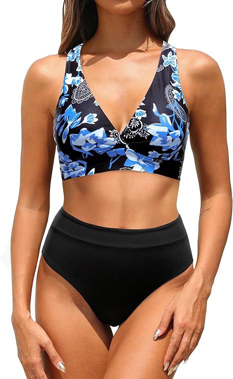 Damen Sportlicher hochtaillierter Bikini Drune