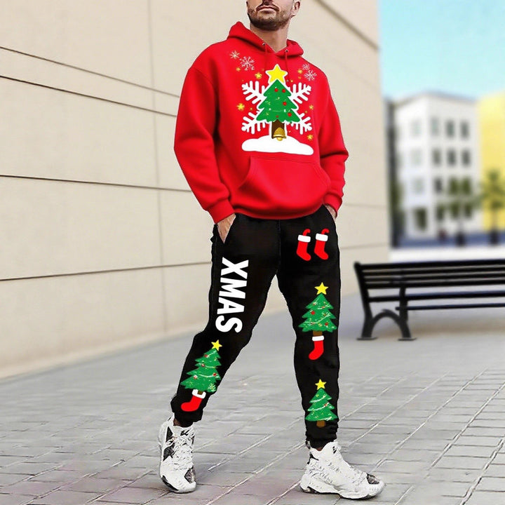 Herren Weihnachtsmotiviere Kapuzenpullover und Jogginghose Set Drune