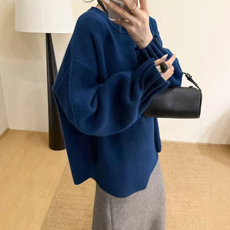 Damen lässiger Pullover mit strukturiertem Ärmel-Wickeldesign Drune