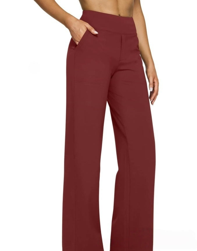 Damen Palazzo Yoga-Hosen mit hohem Bund, weitem Bein und Seitentaschen Drune