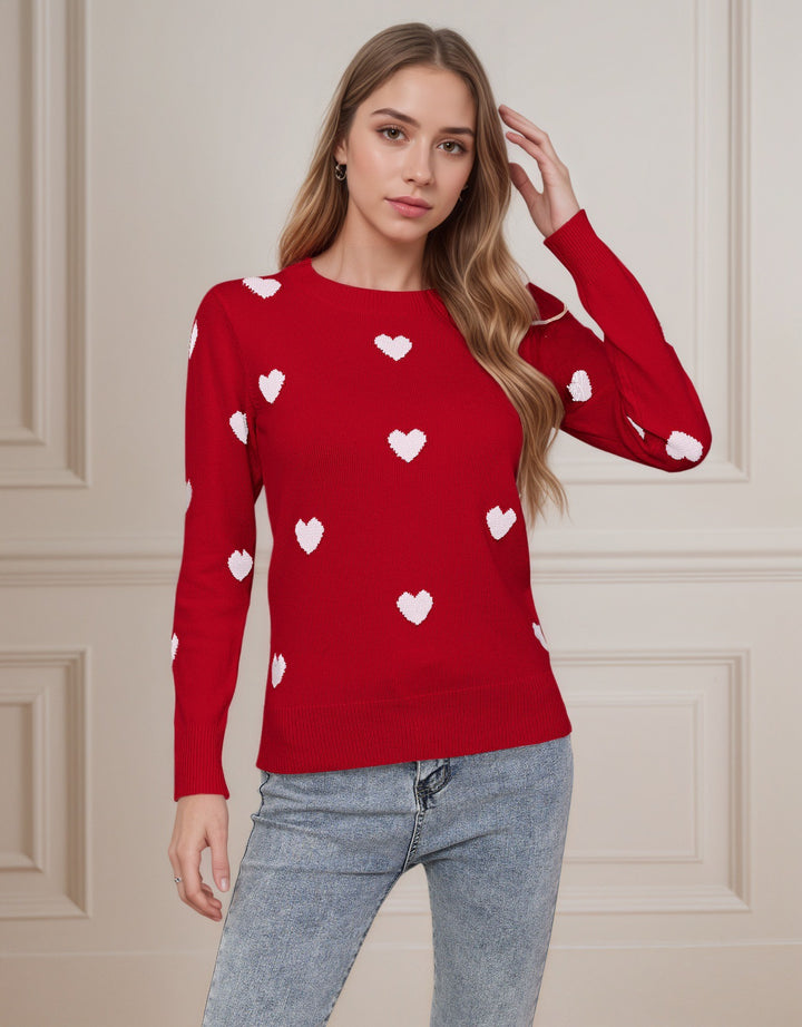 Damen Strickpullover mit Herz-Design und feiner Struktur Drune