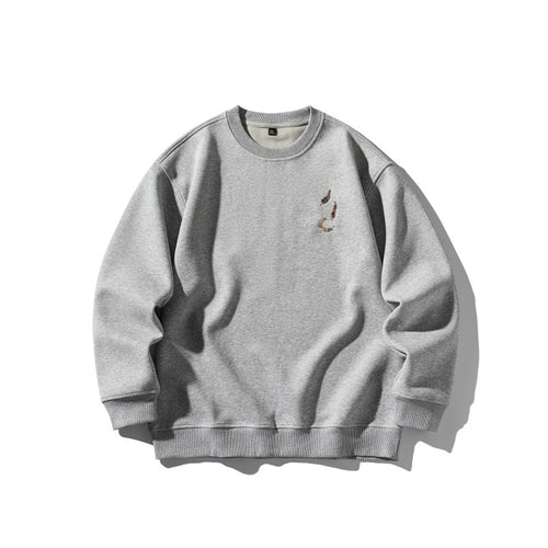Unisex Oversize-Sweatshirt mit dezenter Koi-Stickerei Drune