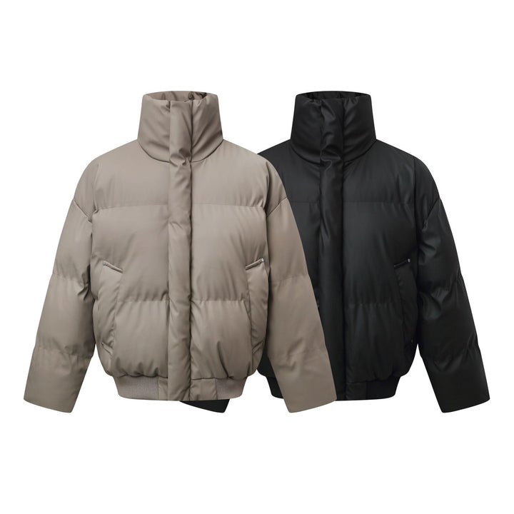 Damen Kurz geschnittener Stepp-Winterparka mit hohem Stehkragen und geripptem Saum Drune
