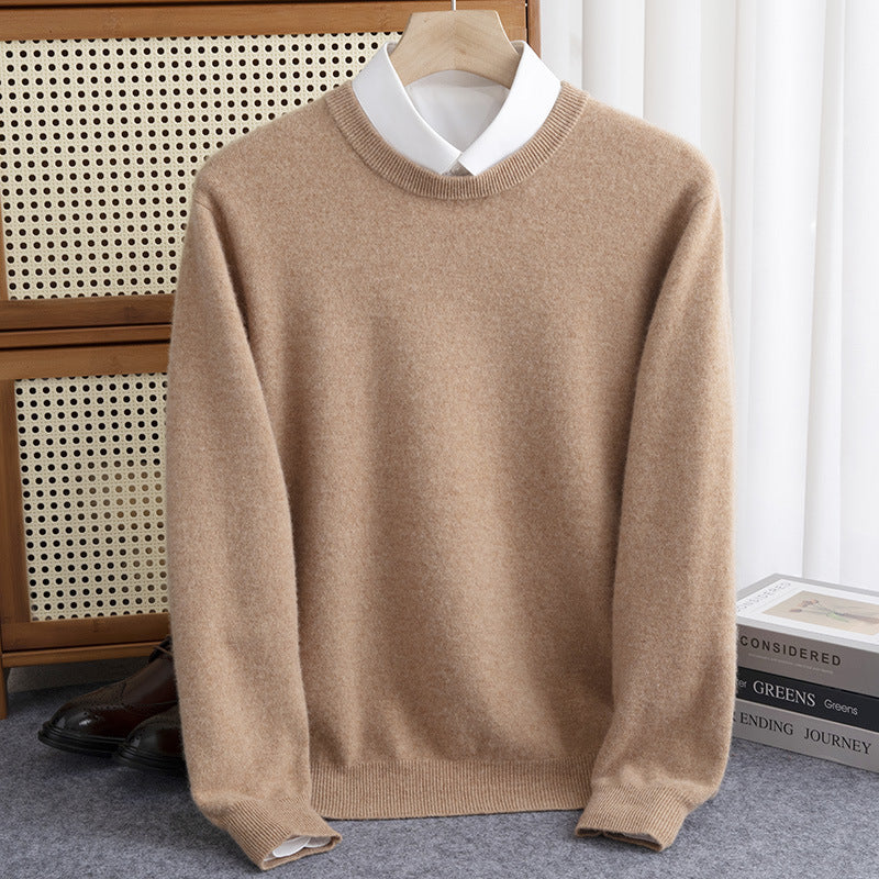 Herren Schlichter Rundhals-Feinstrickpullover kaschmirähnliche Haptik mit gerippten Abschlüssen Drune