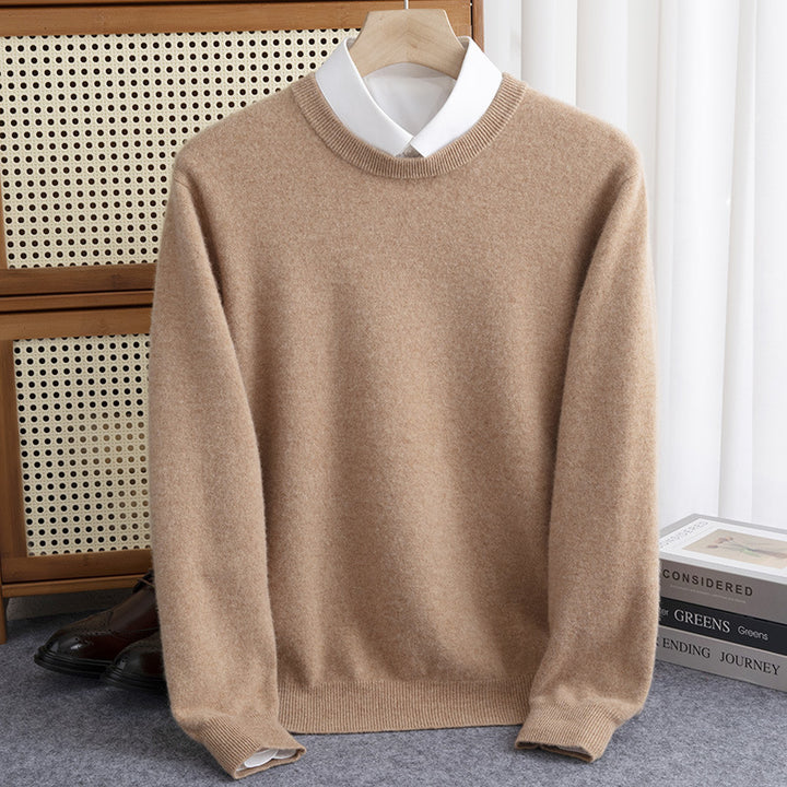 Herren Schlichter Rundhals-Feinstrickpullover kaschmirähnliche Haptik mit gerippten Abschlüssen Drune