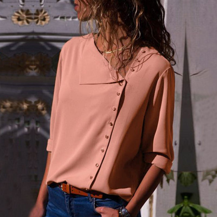 Damen Modische Bluse mit dezenten Knopfdetails Drune