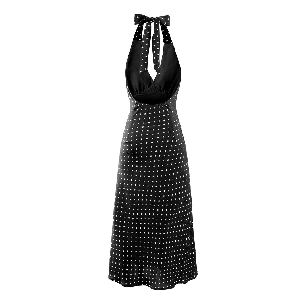Damen Maxikleid mit halterneck Trägern und verspieltem Punkten-Muster Drune