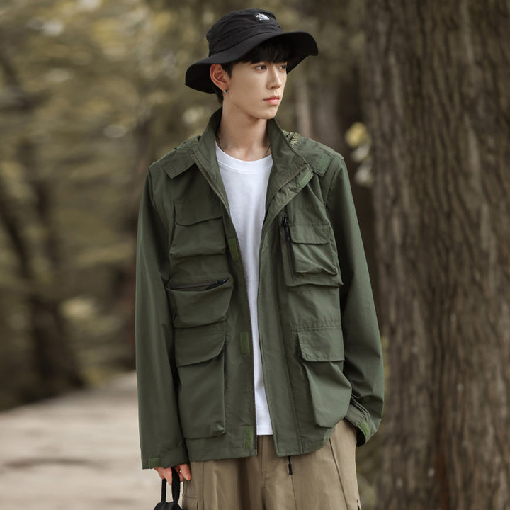 Herren leichte Multifunktions-Fieldjacke mit zahlreichen Utility‑Taschen und Belüftungsdetails Drune