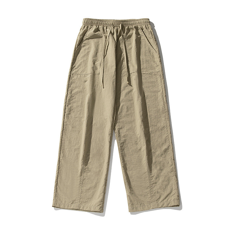 Damen Weite Leinenmix-Palazzo-Hose mit elastischem Bund, Tunnelzug und aufgesetzten Taschen Drune