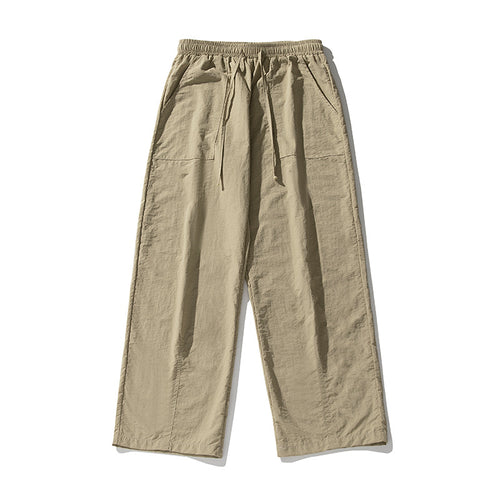 Damen Weite Leinenmix-Palazzo-Hose mit elastischem Bund, Tunnelzug und aufgesetzten Taschen Drune