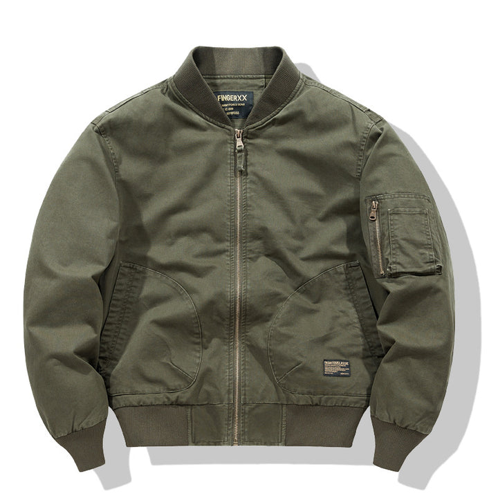 Herren  Heavyweight Baumwoll-Twill Bomberjacke mit gerundeter Tasche und Utility-Ärmeltasche mit Reißverschluss Drune