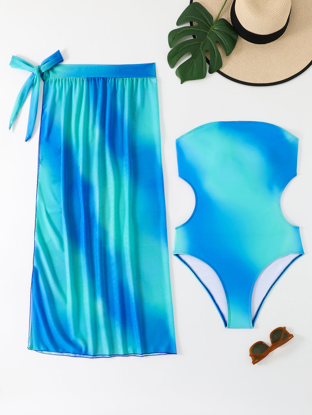 Damen asymmetrisches Strandkleid mit passendem Badeanzug Drune