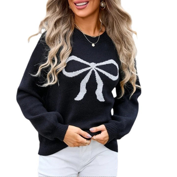 Damen Strickpullover mit charmantem Schleifenmotiv und modischen Details Drune