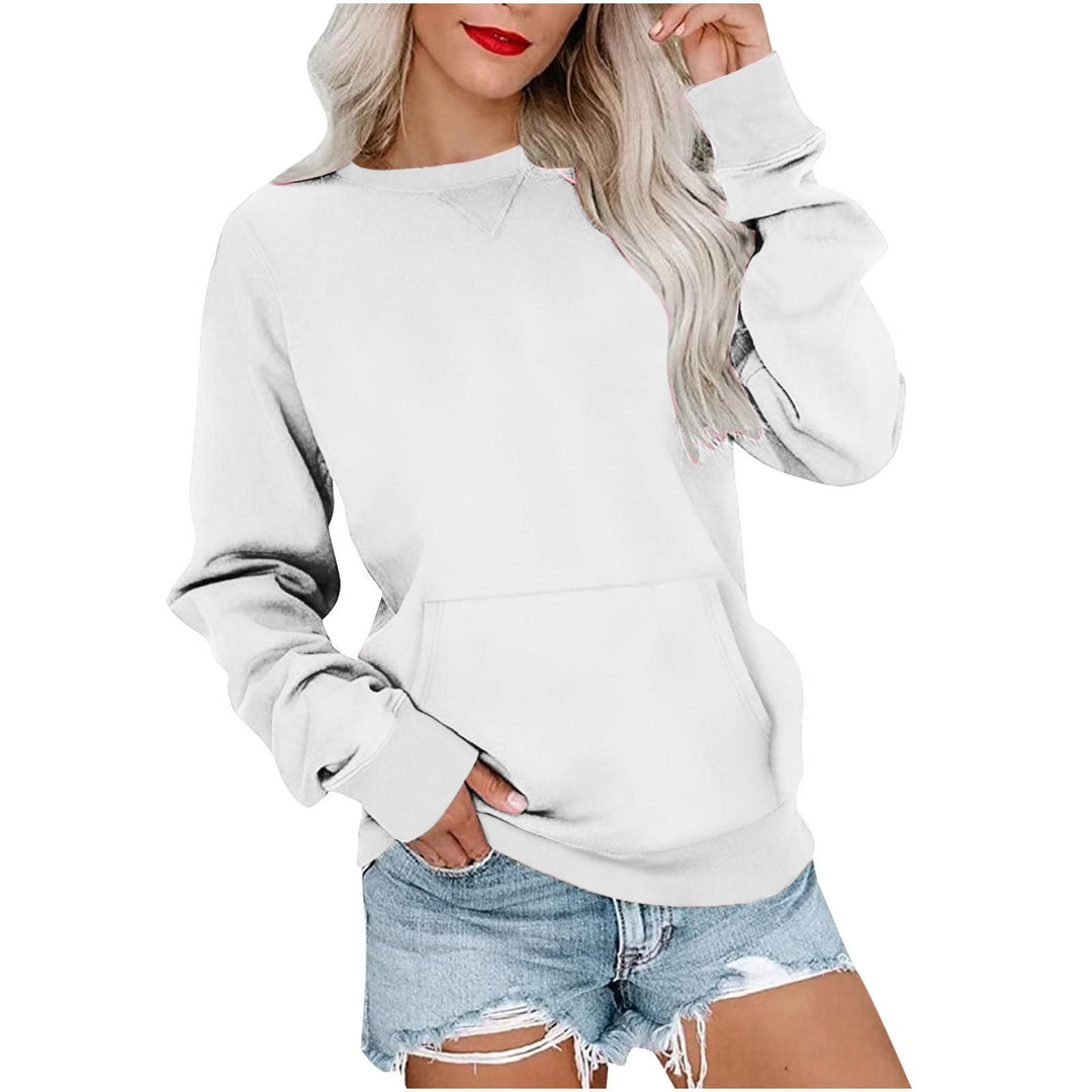 Damen Lockeres Sweatshirt mit Rundhalsausschnitt und Kängurutasche Drune