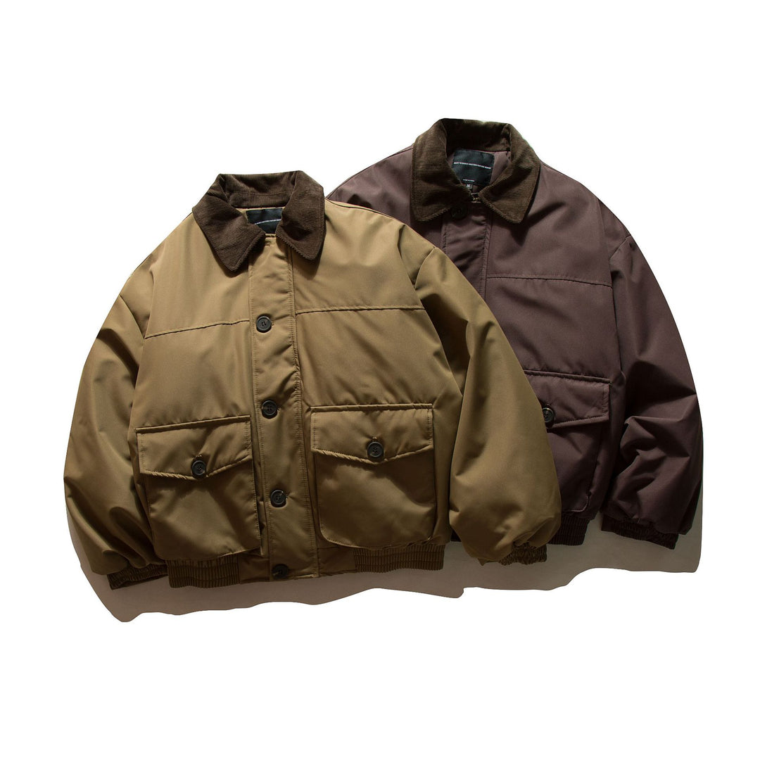 Herren Kurz geschnittener thermoisolierter Field‑Blouson mit Cordkragen und großzügigen Pattentaschen Drune