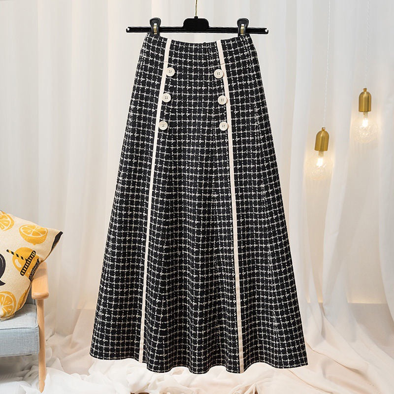 Damen Eleganter und fließender Maxirock mit Knopfdetails Drune