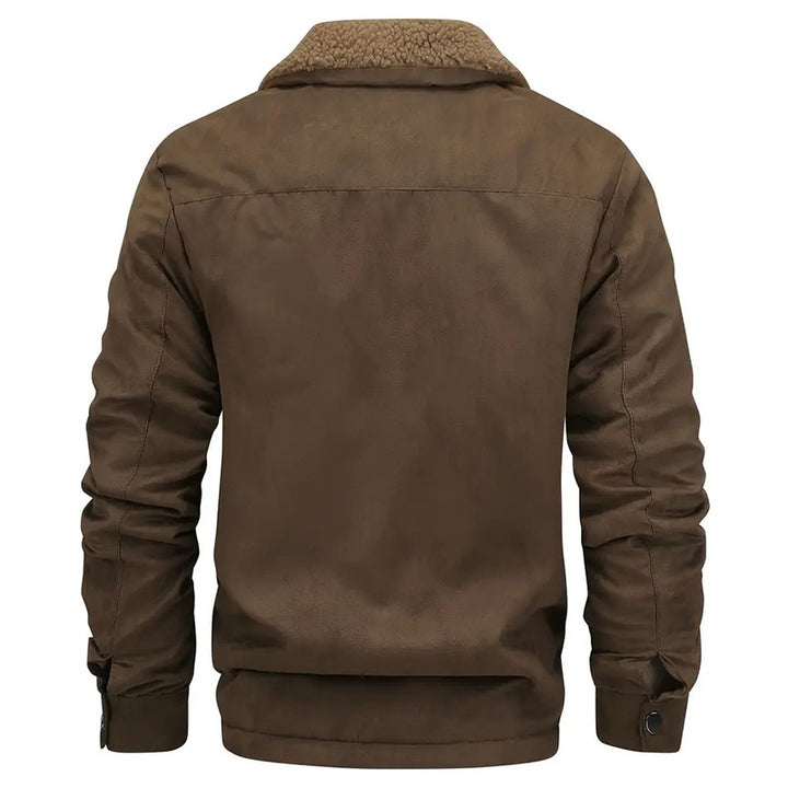 Herren nan sherpagefütterte Workerjacke in Wildlederoptik mit Klappbrusttaschen und Reißverschluss Drune