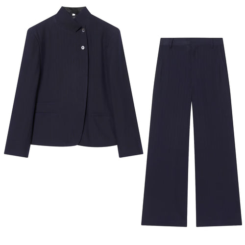 Damen Minimalistischer Kurzblazer mit Stehkragen und verdeckter Zweiknopf-Leiste Drune