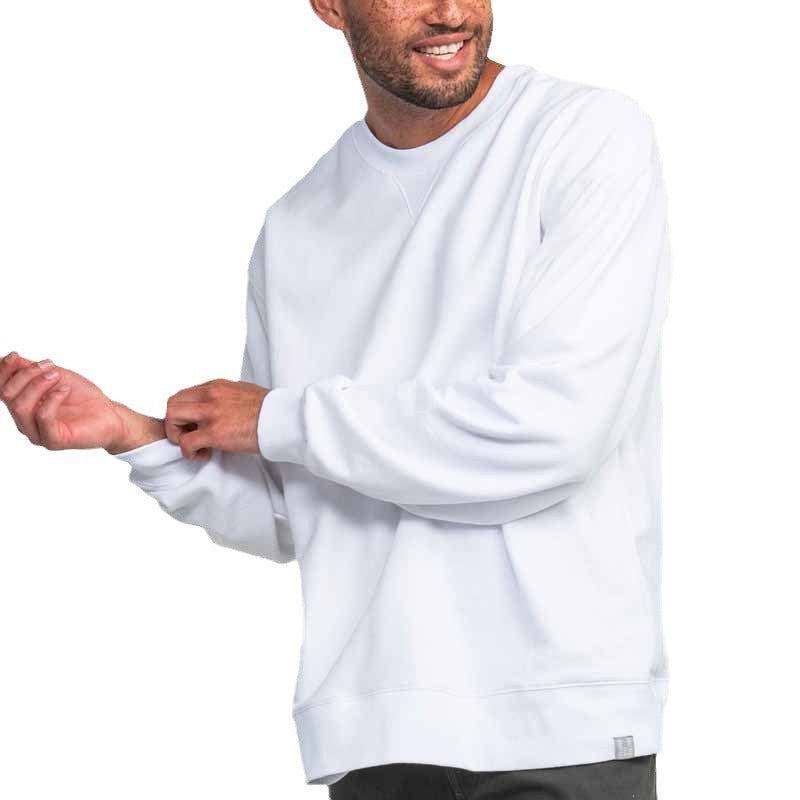 Herren Sweatshirt mit Vintage-Waschung, überschnittener Schulter und V‑Stitch Drune
