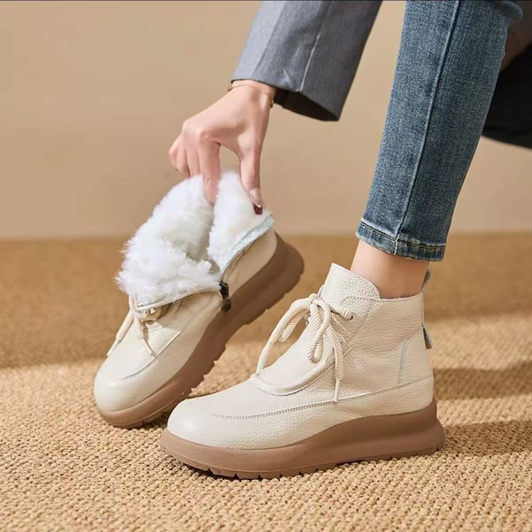 Damen Modische und bequeme Plateau-Stiefeletten Drune