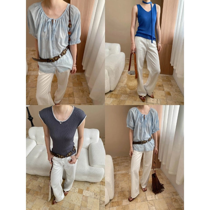 Damen lässige Bluse mit Rüschendetails und Schlüsselaugenverschluss Drune
