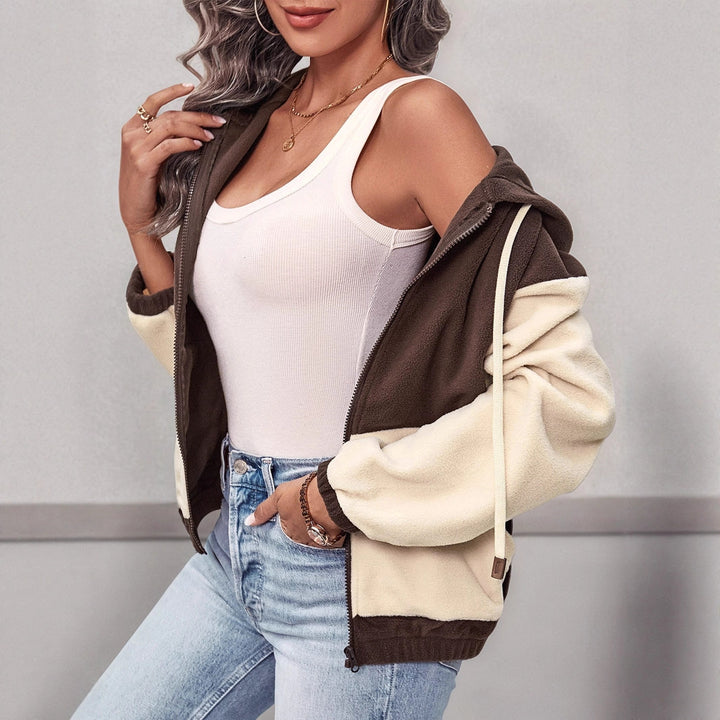 Damen Modischer Fleecejacke mit Kapuze Drune