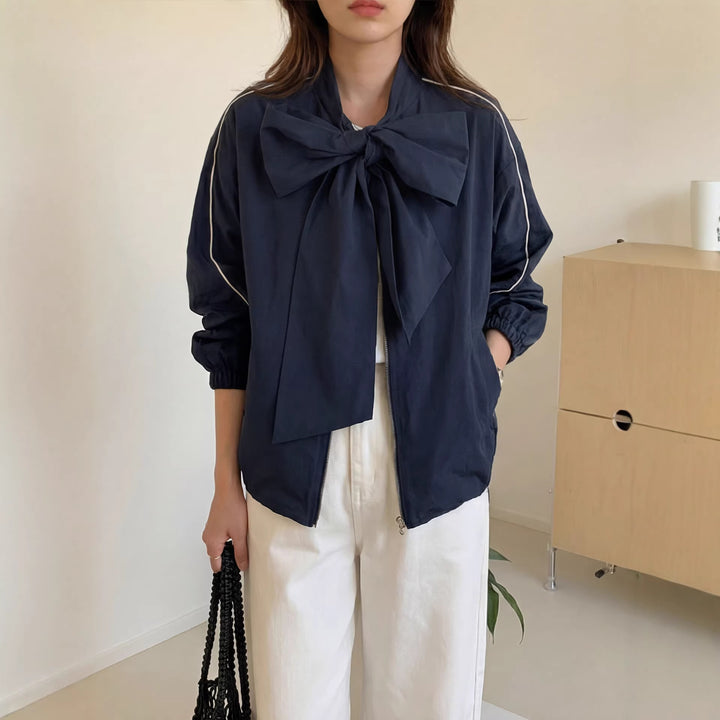 Damen Modische Jacke mit Schleife Drune