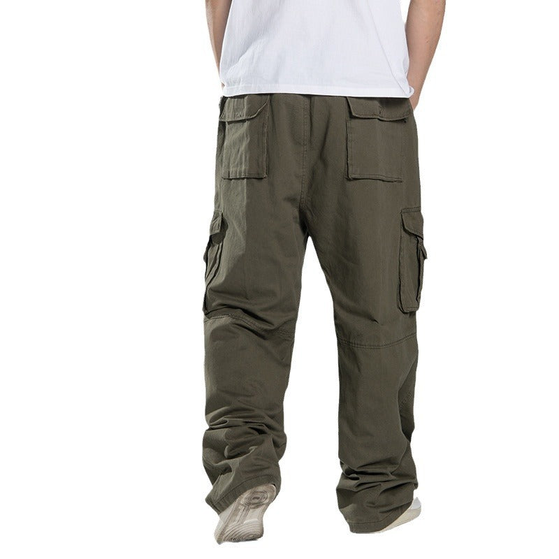 Herren Oversized Cargo-Hose mit weitem Bein, Mehrfach-Taschen und verstärkten Nähten Drune